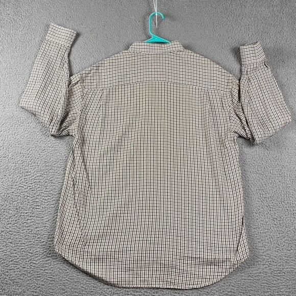 Johnston & Murphy Button Down Shirt Men's Large Brown Houndstooth Preppy Office - Picture 10 of 11